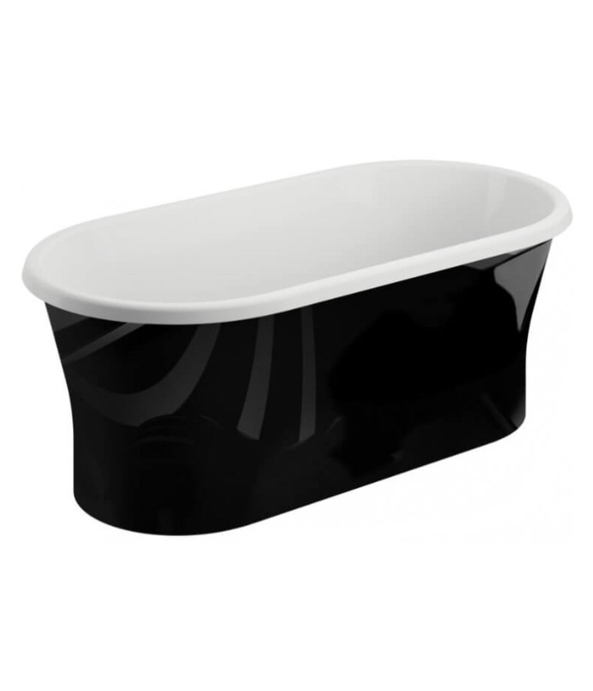 Freistehende Badewanne 150x75 AMONA Glänzend Schwarz Ablaufgarnitur GRATIS!