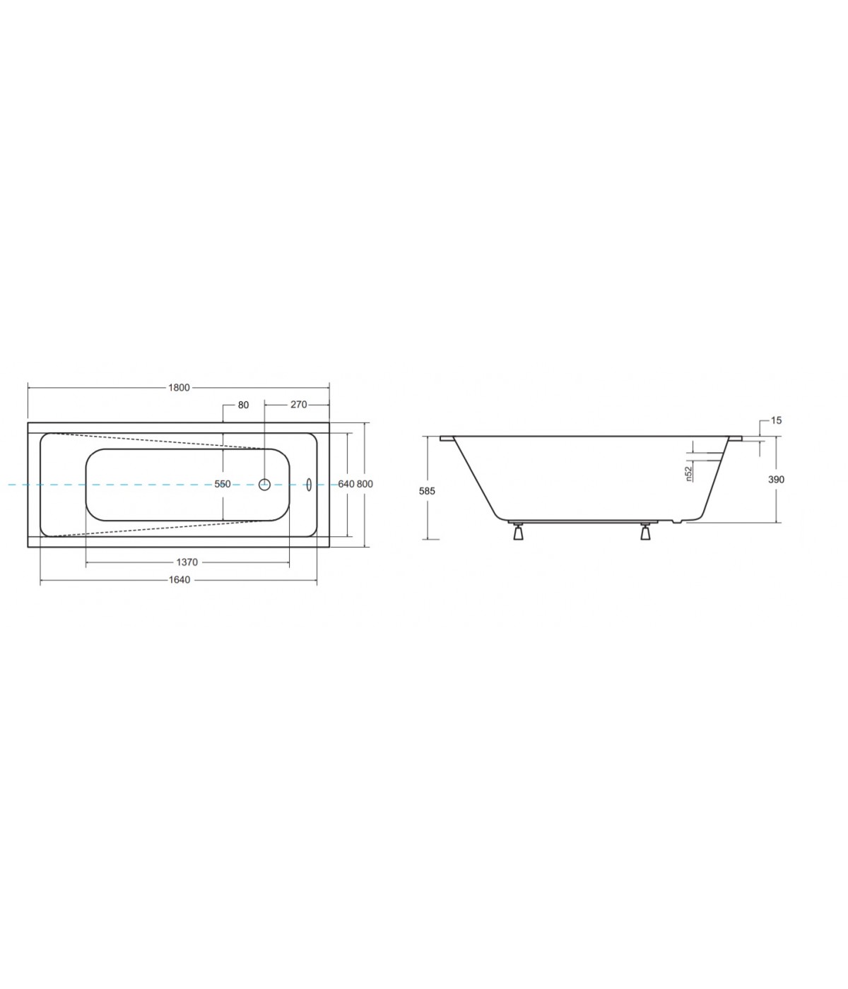 RECHTECK BADEWANNE SLIM 140x70 MODERN Ablaufgarnitur + Füße GRATIS !
