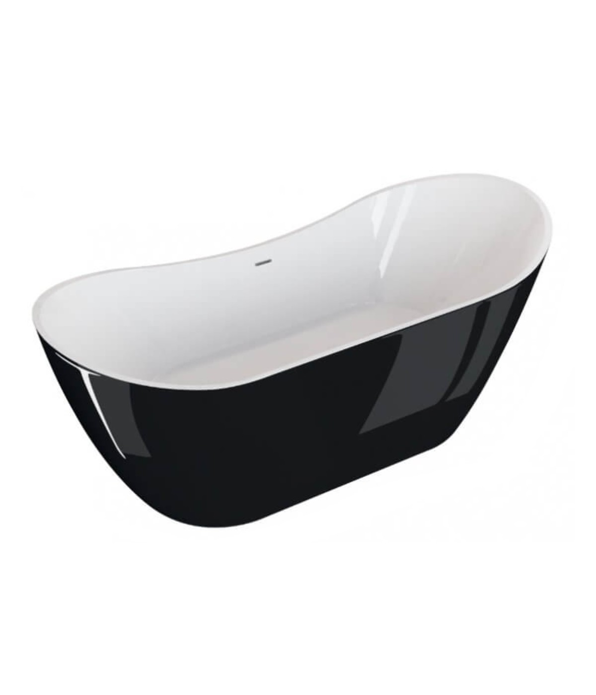 Freistehende Badewanne 180x80 ABI Glänzend Schwarz Ablaufgarnitur GRATIS!