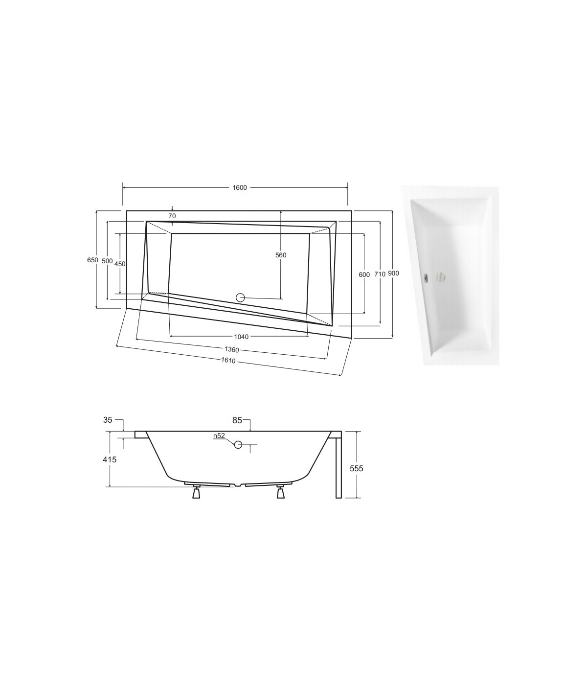 ECKBADEWANNE 160x90 LINKS INTIMAS Ablaufgarnitur + Füße GRATIS !