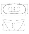 Freistehende Badewanne Wanne Oval 160x70 VIYA Mineralguss Ablaufgarnitur Click-Clack GRATIS!