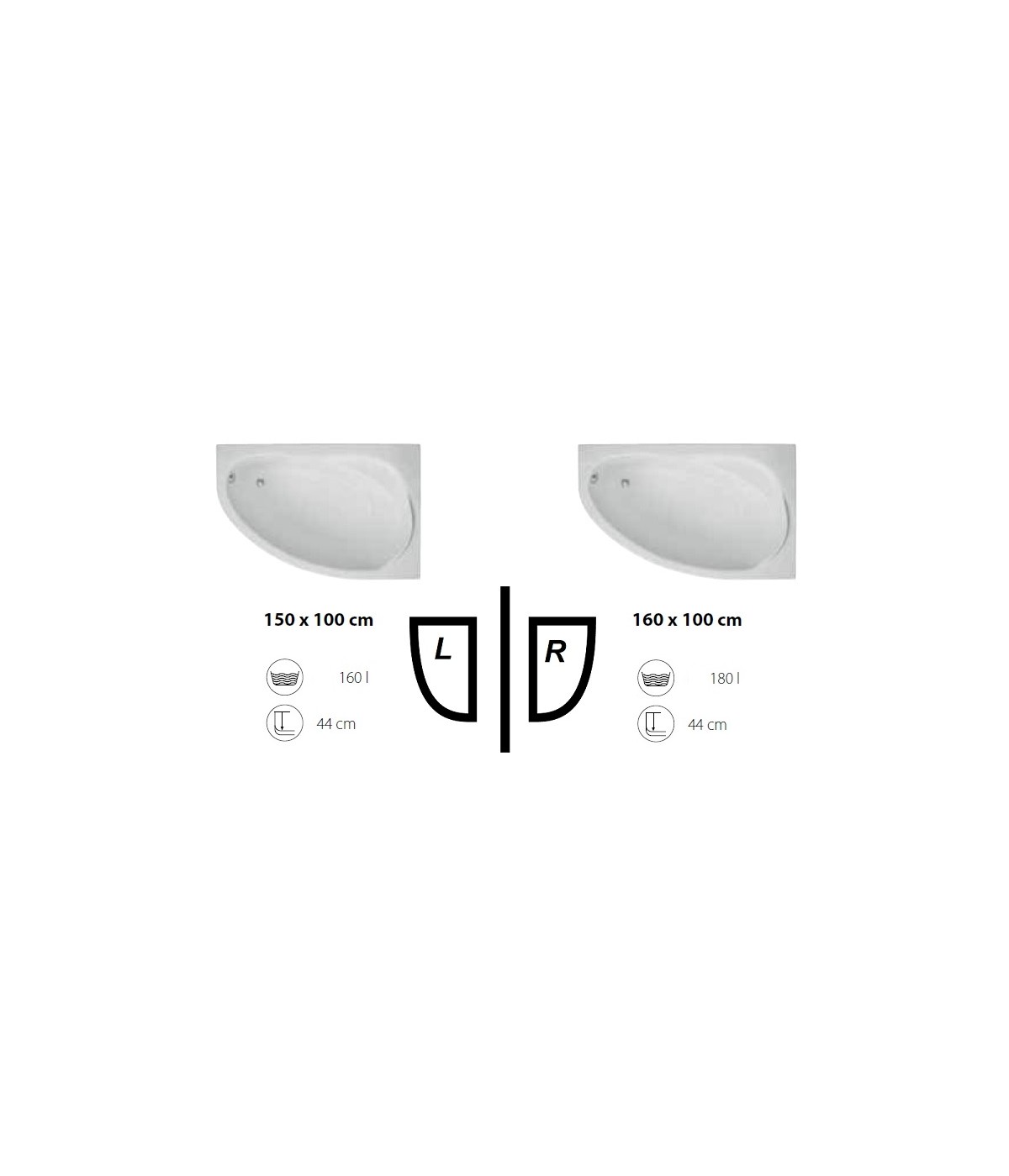 ECKBADEWANNE 160x100 LINKS MAREA Ablaufgarnitur + Füße GRATIS !