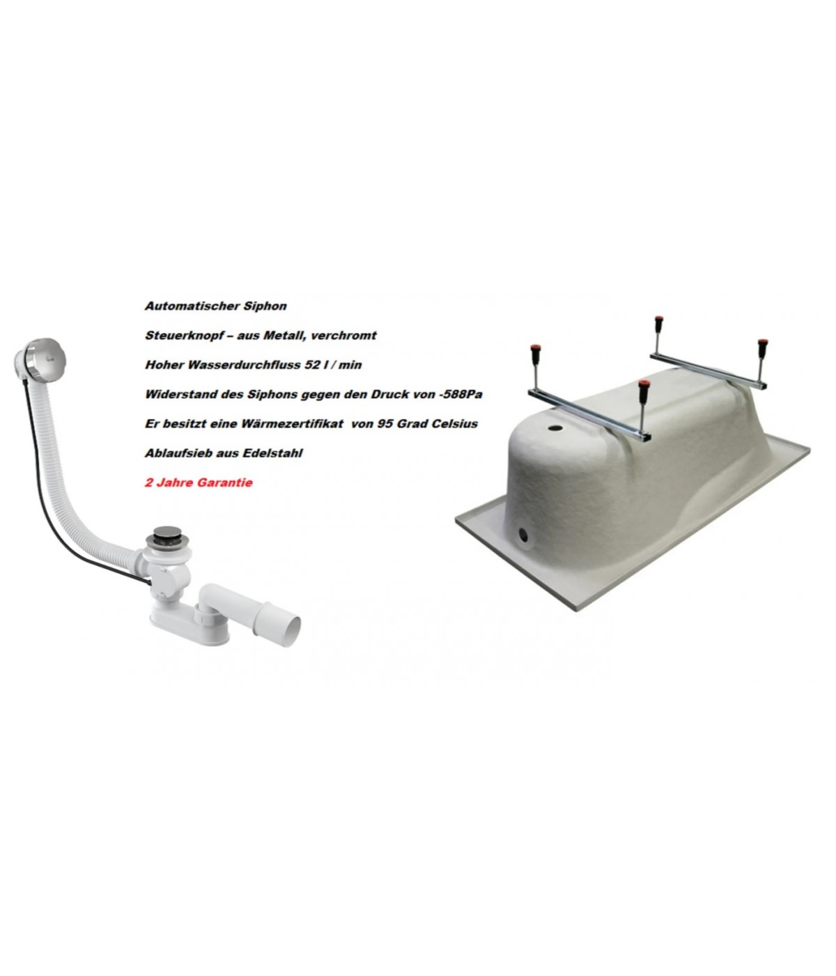 RECHTECK BADEWANNE 140x70 CONTINEA Ablaufgarnitur + Füße GRATIS !