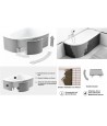 ECKBADEWANNE 150x80 LINKS LUNA Ablaufgarnitur + Füße GRATIS!