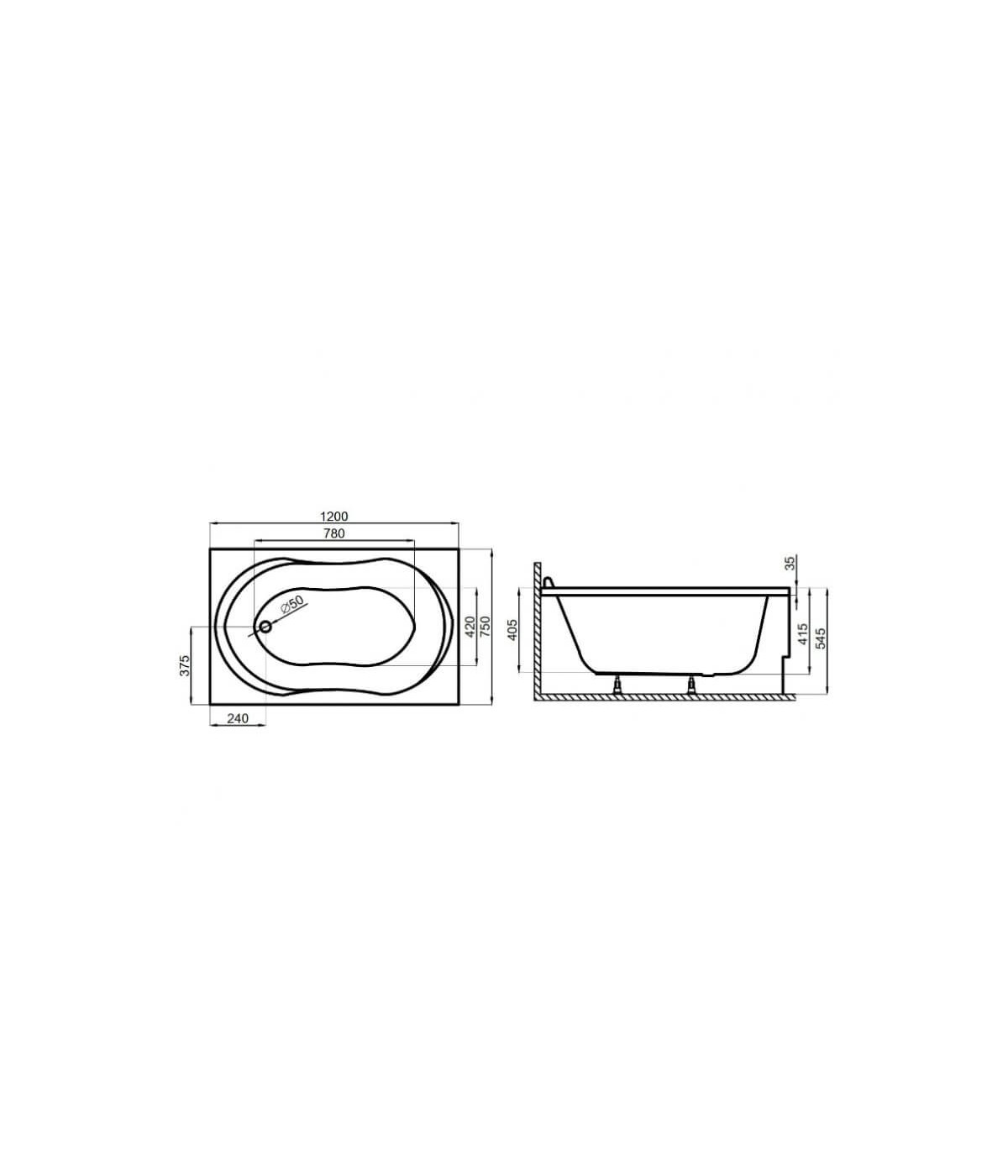 RECHTECK BADEWANNE 120x75 GRACJA Ablaufgarnitur + Füße GRATIS !