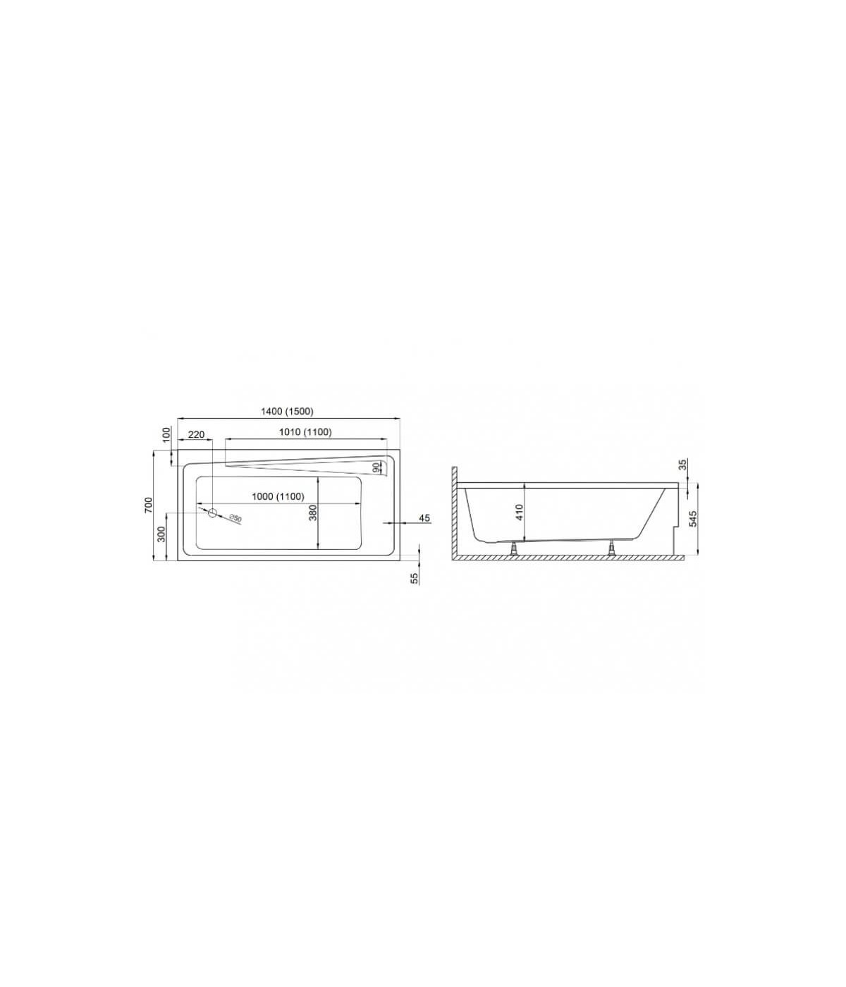 RECHTECK BADEWANNE 150x70 ELZA Ablaufgarnitur + Füße GRATIS !