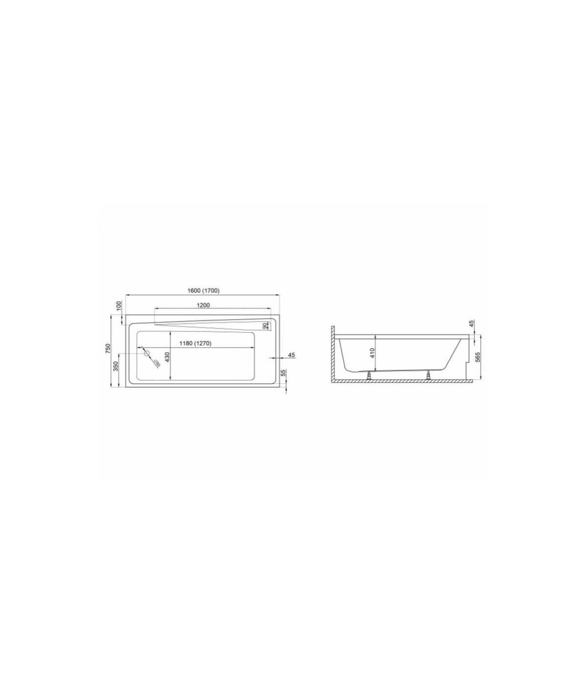 RECHTECK BADEWANNE 170x75 ELZA Ablaufgarnitur + Füße GRATIS !