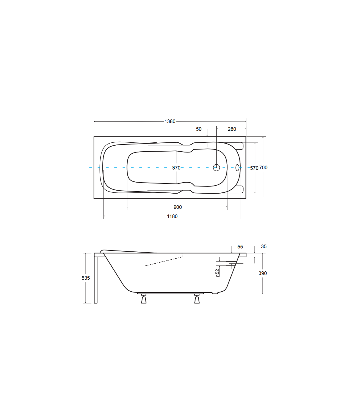 RECHTECK BADEWANNE 140x70 MAJKA Ablaufgarnitur + Füße GRATIS !