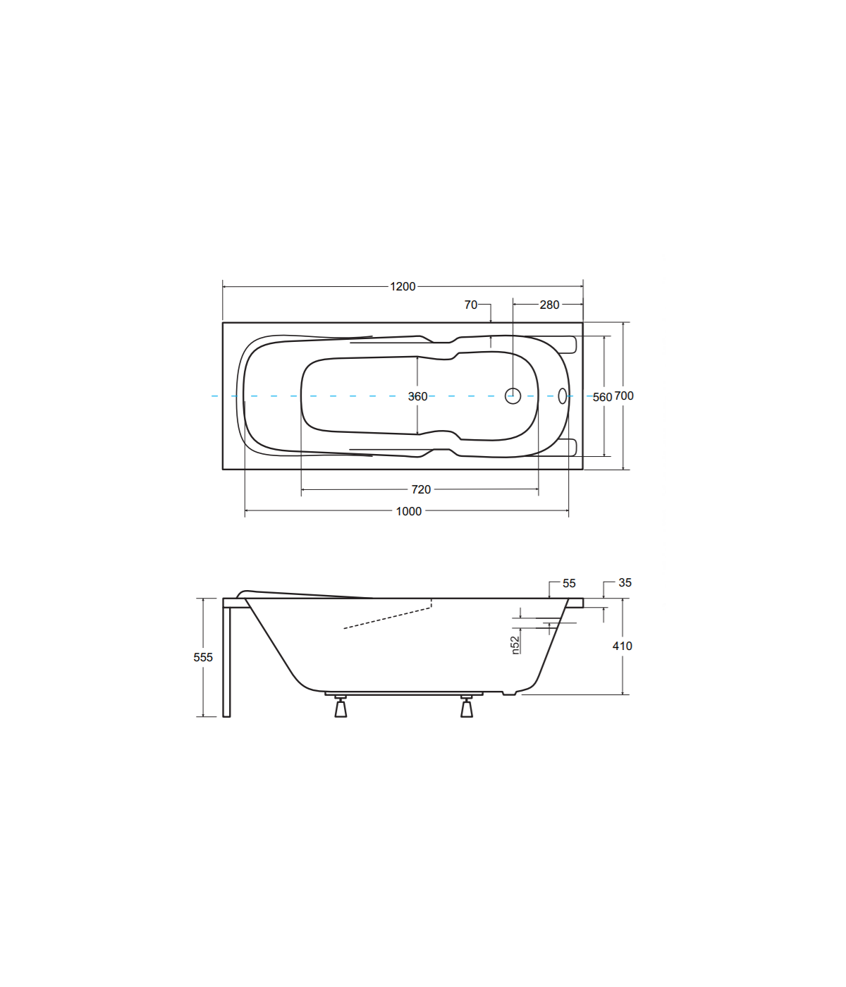 RECHTECK BADEWANNE 120x70 MAJKA Ablaufgarnitur + Füße GRATIS !