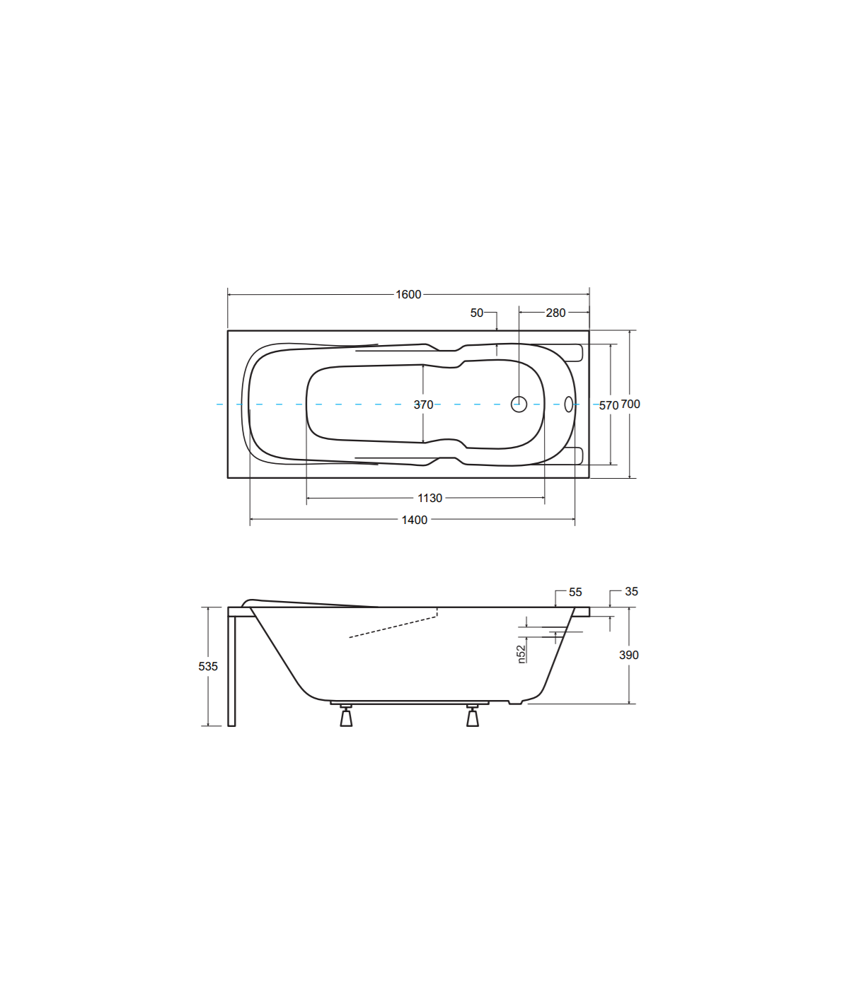 RECHTECK BADEWANNE 160x70 MAJKA Ablaufgarnitur + Füße GRATIS !