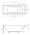 RECHTECK BADEWANNE 180x80 MODERN Ablaufgarnitur + Füße GRATIS !