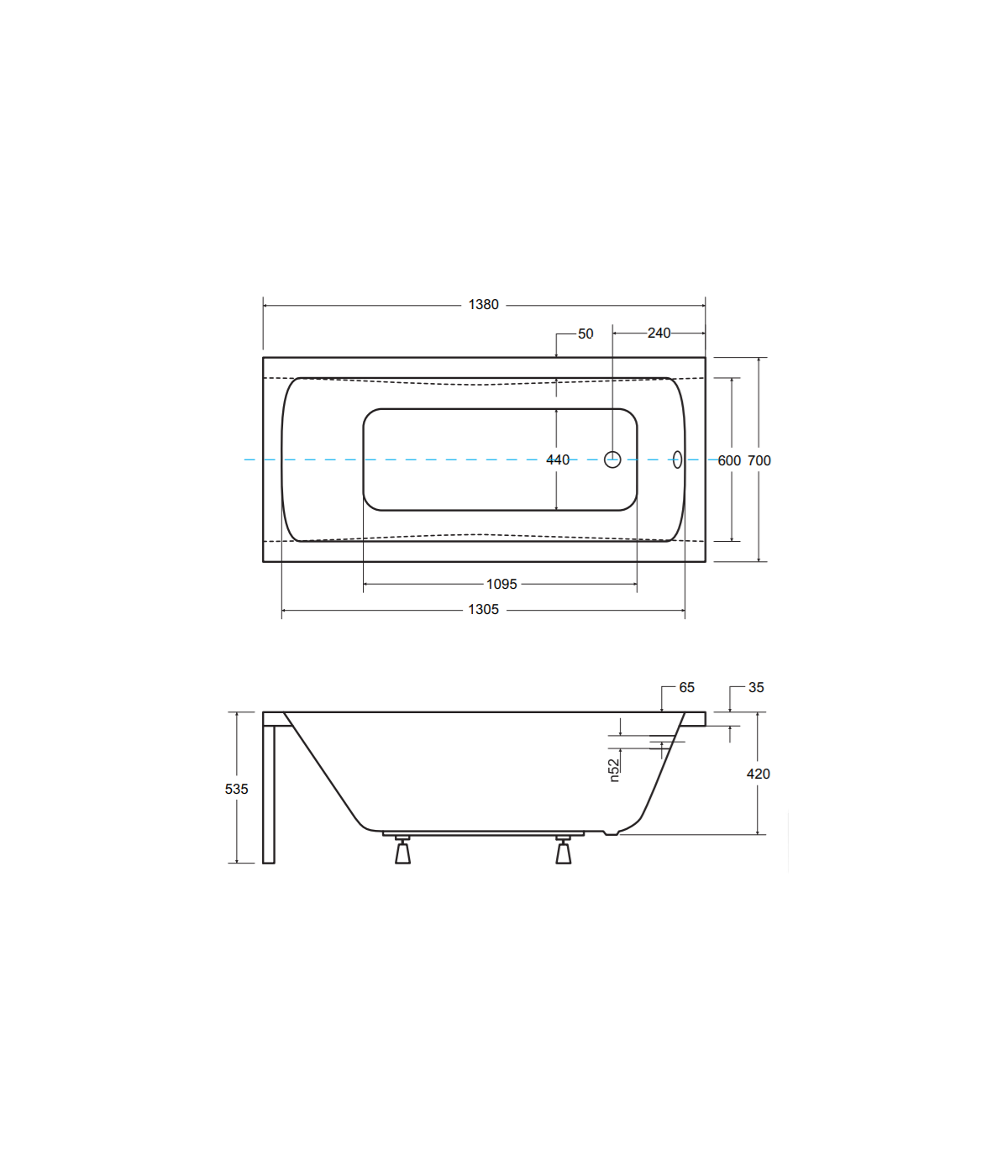 RECHTECK BADEWANNE 140x70 OPTIMAZ Ablaufgarnitur + Füße GRATIS !