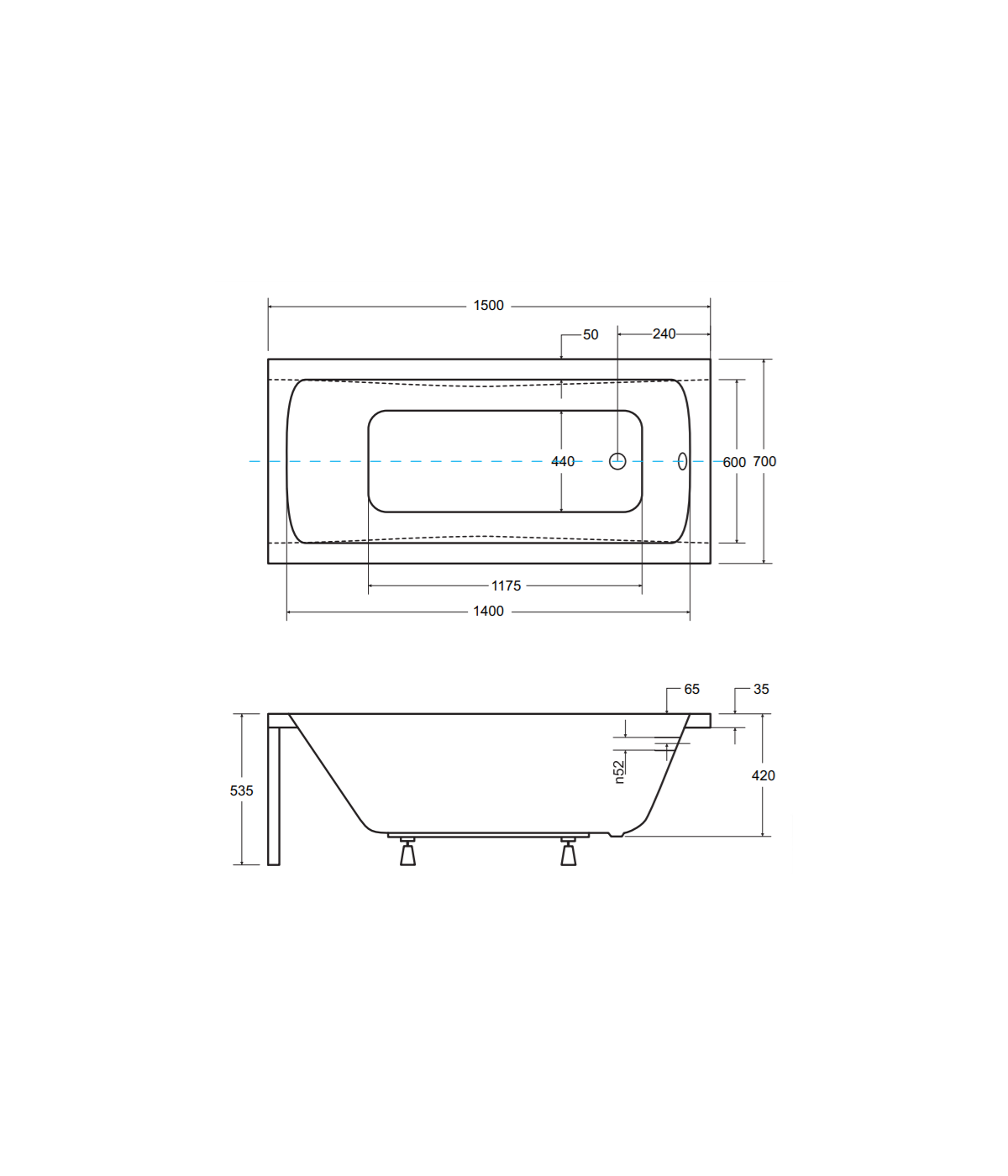 RECHTECK BADEWANNE 150x70 OPTIMAZ Ablaufgarnitur + Füße GRATIS !