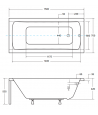 RECHTECK BADEWANNE 150x70 OPTIMAZ Ablaufgarnitur + Füße GRATIS !