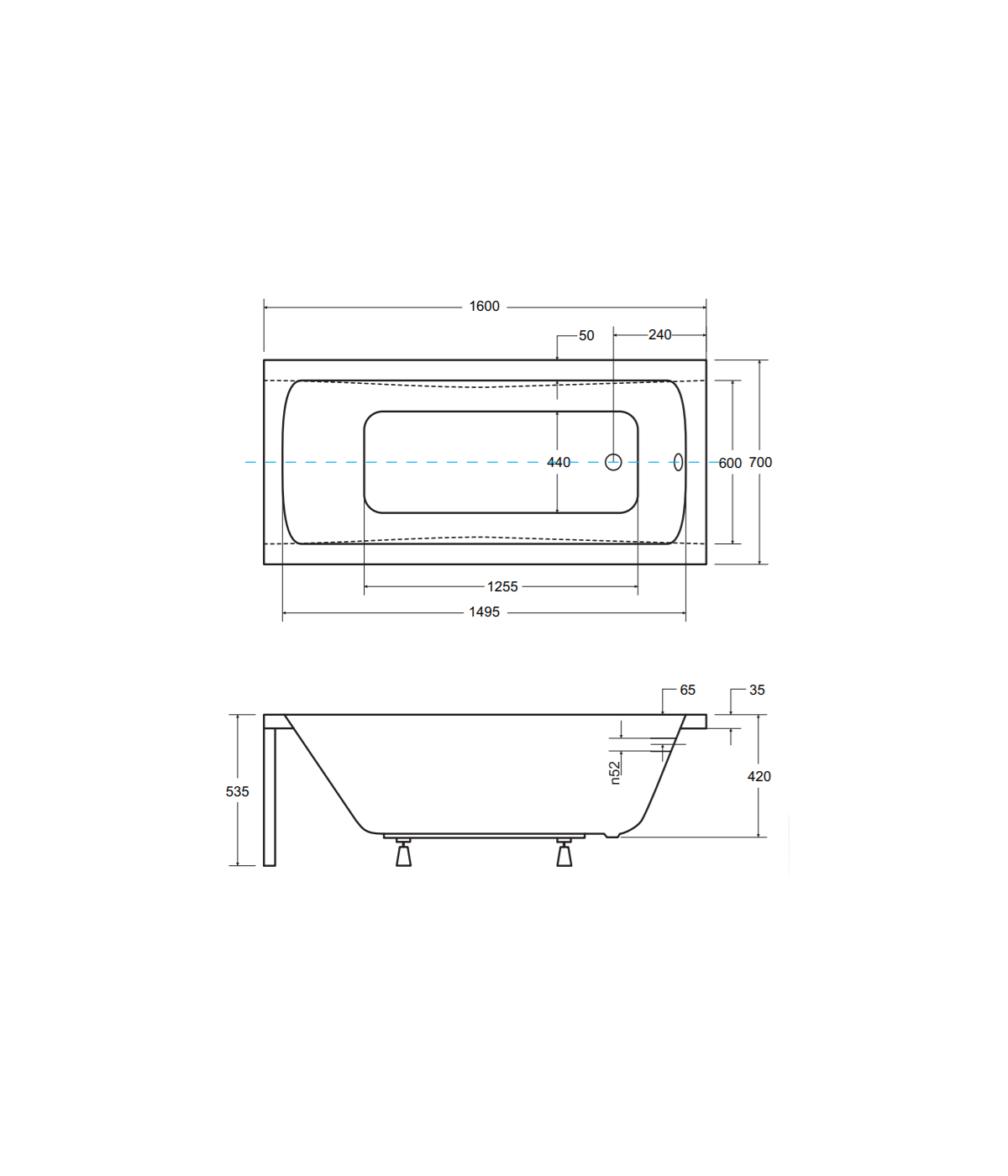 RECHTECK BADEWANNE 160x70 OPTIMAZ Ablaufgarnitur + Füße GRATIS !
