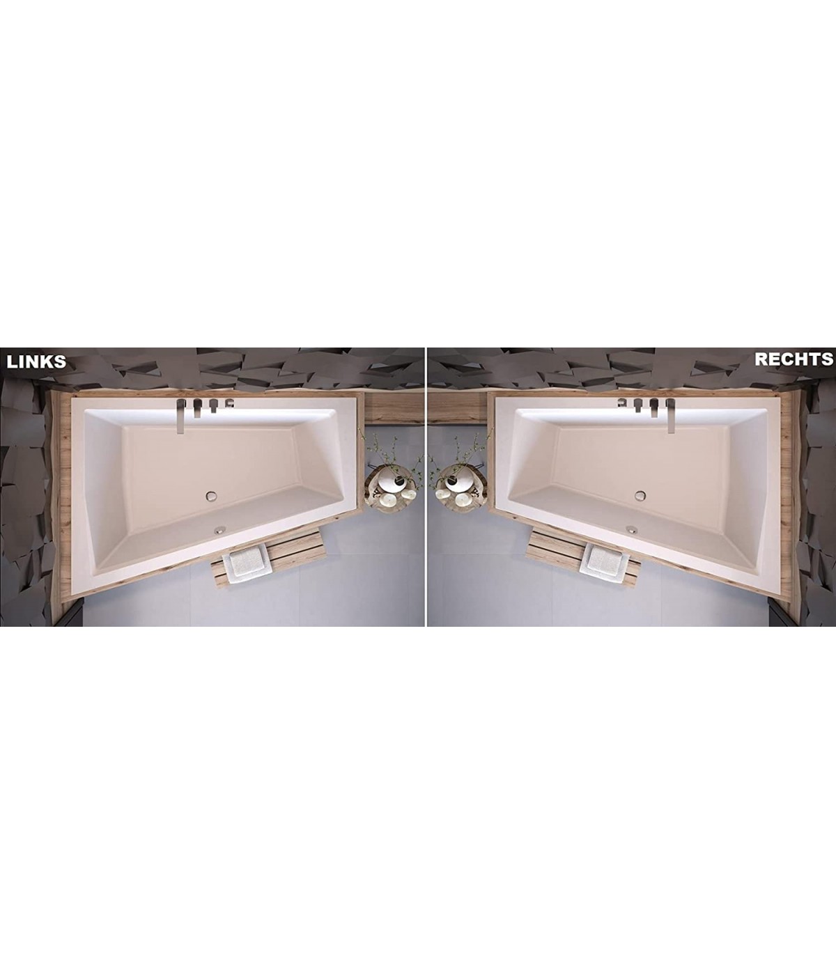 ECKBADEWANNE SLIM 150x85 LINKS INTIMAS Ablaufgarnitur + Füße GRATIS !