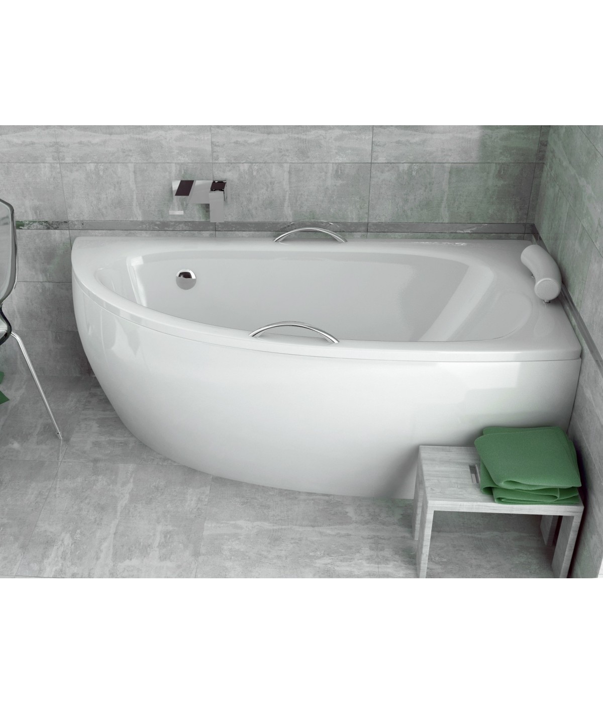ECKBADEWANNE 150X70 RECHTS MILENA Ablaufgarnitur + Füße GRATIS !