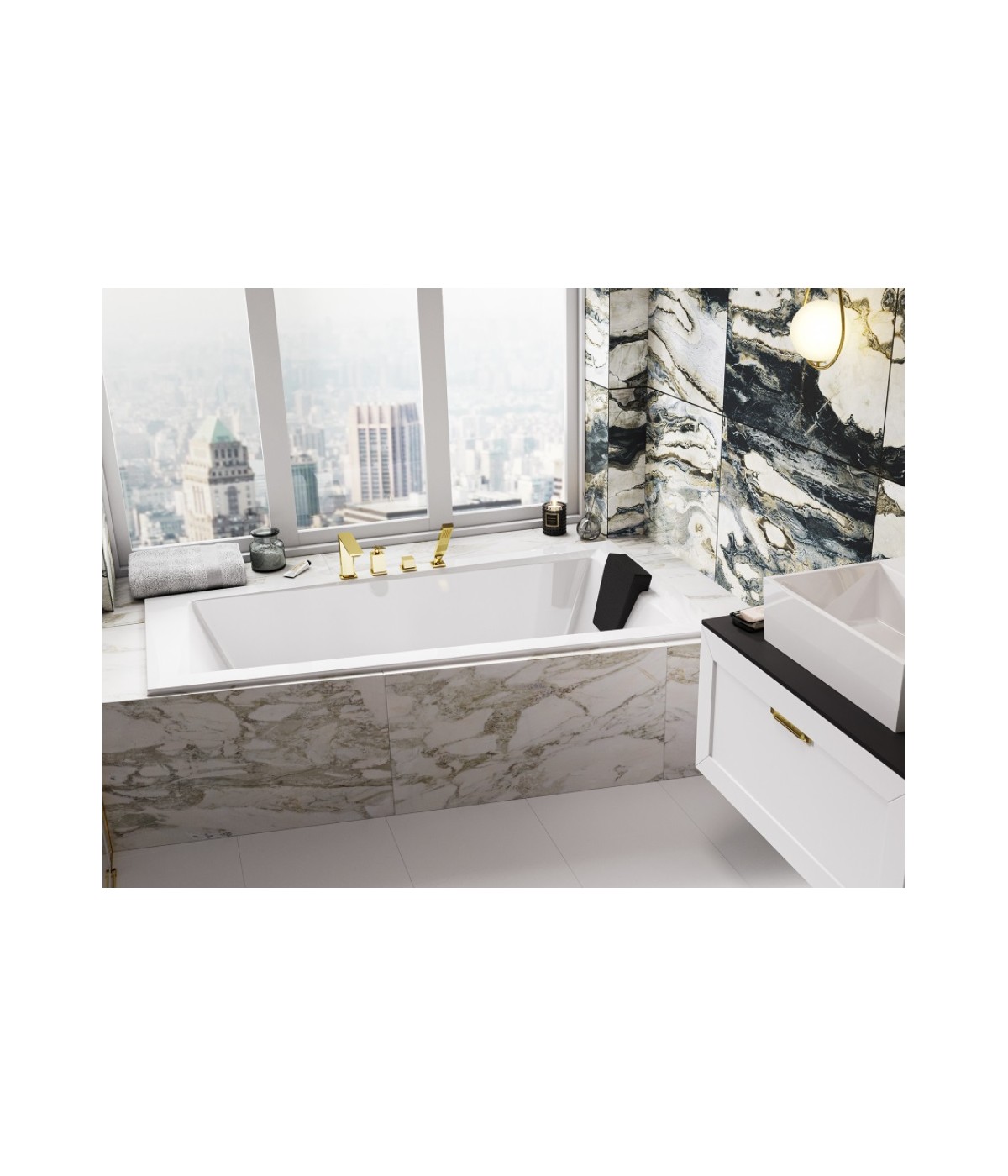 ECKBADEWANNE SLIM 150x85 RECHTS INTIMAS Ablaufgarnitur + Füße GRATIS !