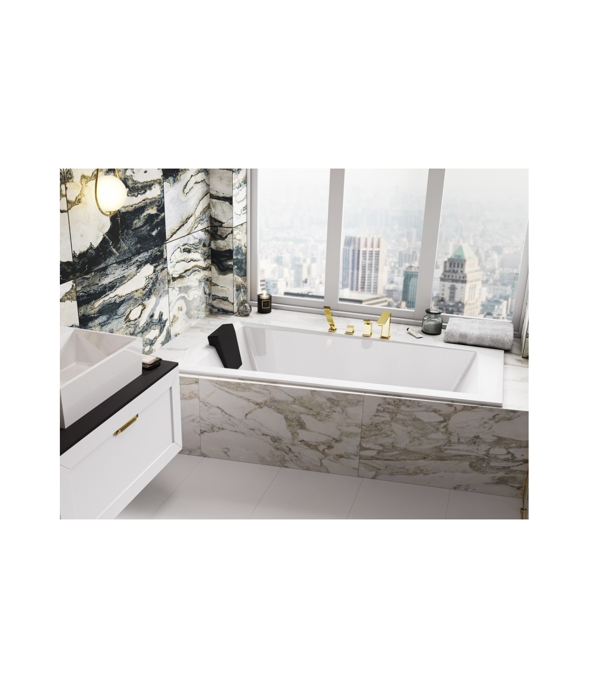 ECKBADEWANNE SLIM 150x85 LINKS INTIMAS Ablaufgarnitur + Füße GRATIS !