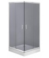 Duschkabine Duschwanne Grafit Glas 90x90 185cm Quadratisch