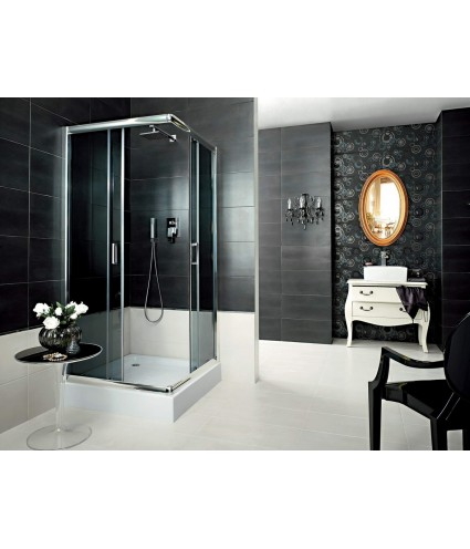 Duschkabine Duschwanne Grafit Glas 90x90 185cm Quadratisch