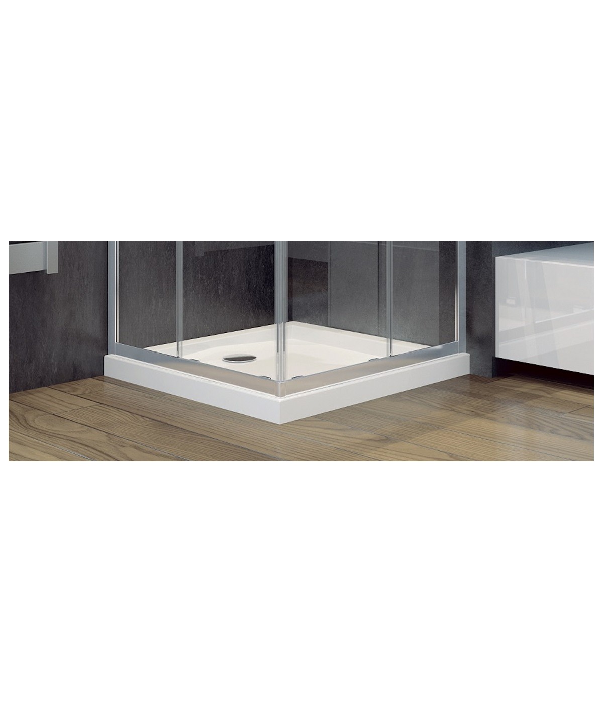 Duschkabine Duschwanne Grafit Glas 90x90 185cm Quadratisch