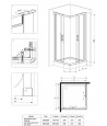 Duschkabine Duschwanne Grafit Glas 90x90 185cm Quadratisch