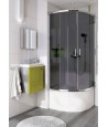 Duschkabine Duschwanne Grafit Glas 80x80 185cm Halbrund