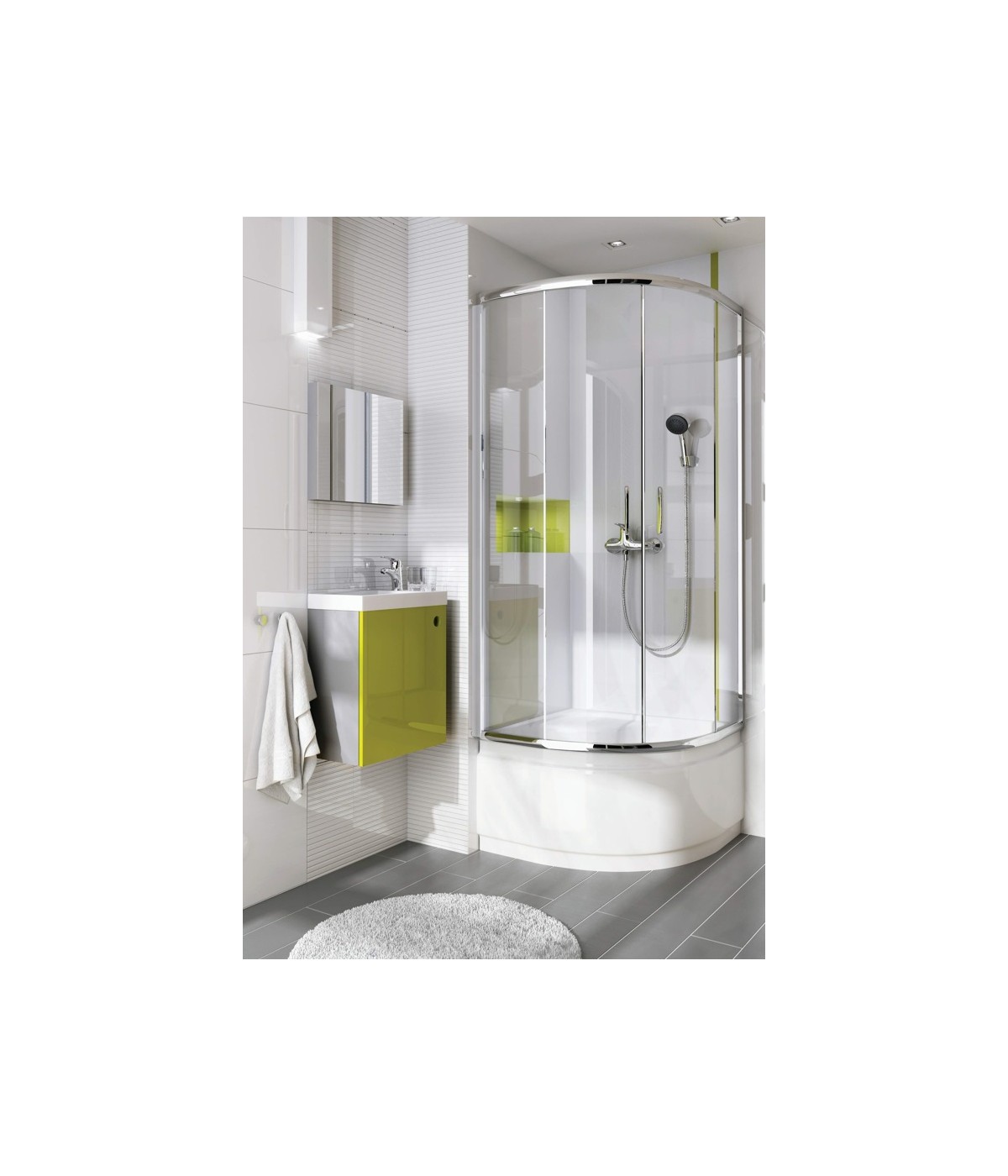 Duschkabine Duschwanne Gefrorenes Glas 80x80 185cm Halbrund