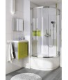 Duschkabine Duschwanne Gefrorenes Glas 80x80 185cm Halbrund