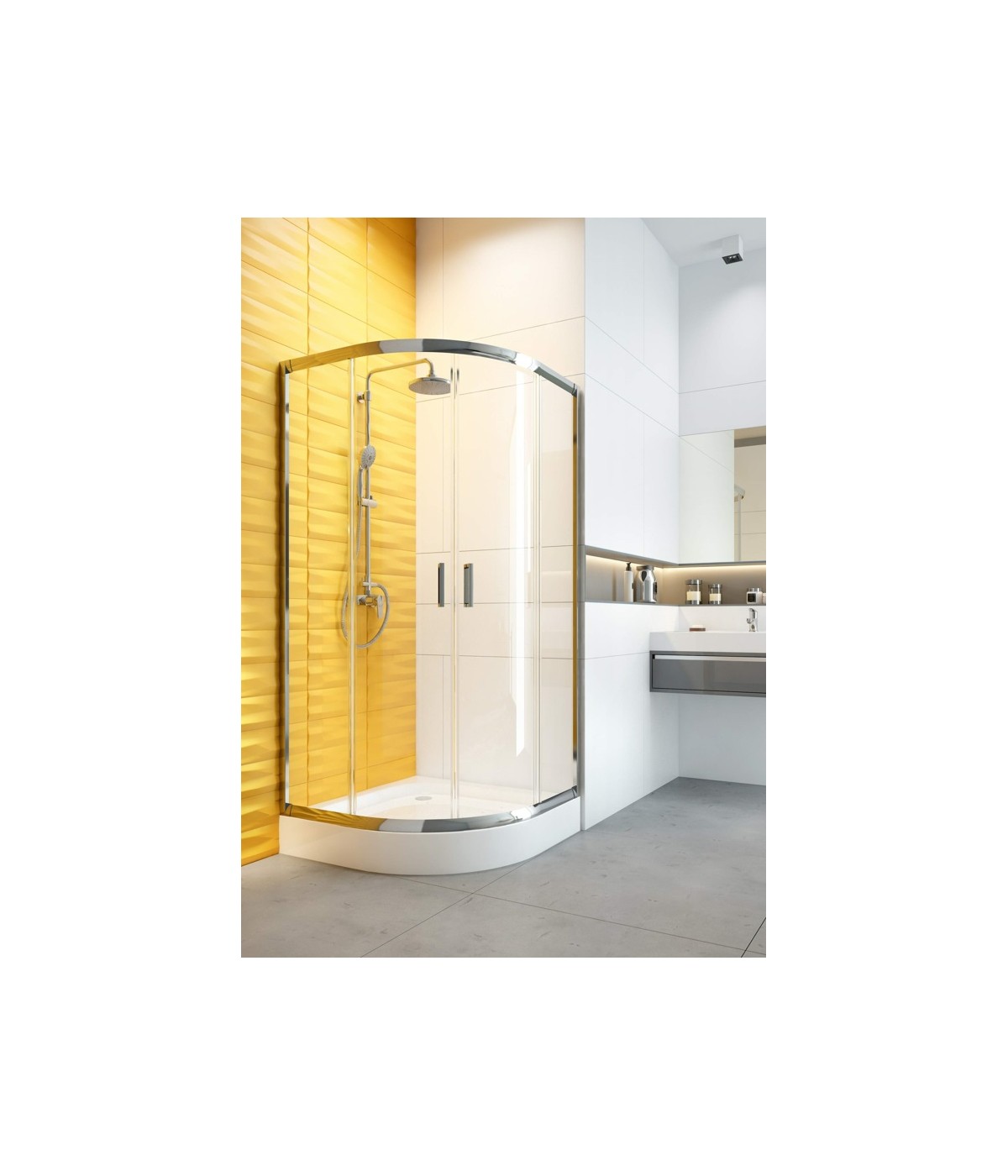 Duschkabine Duschwanne Gefrorenes Glas 80x80 185cm Halbrund