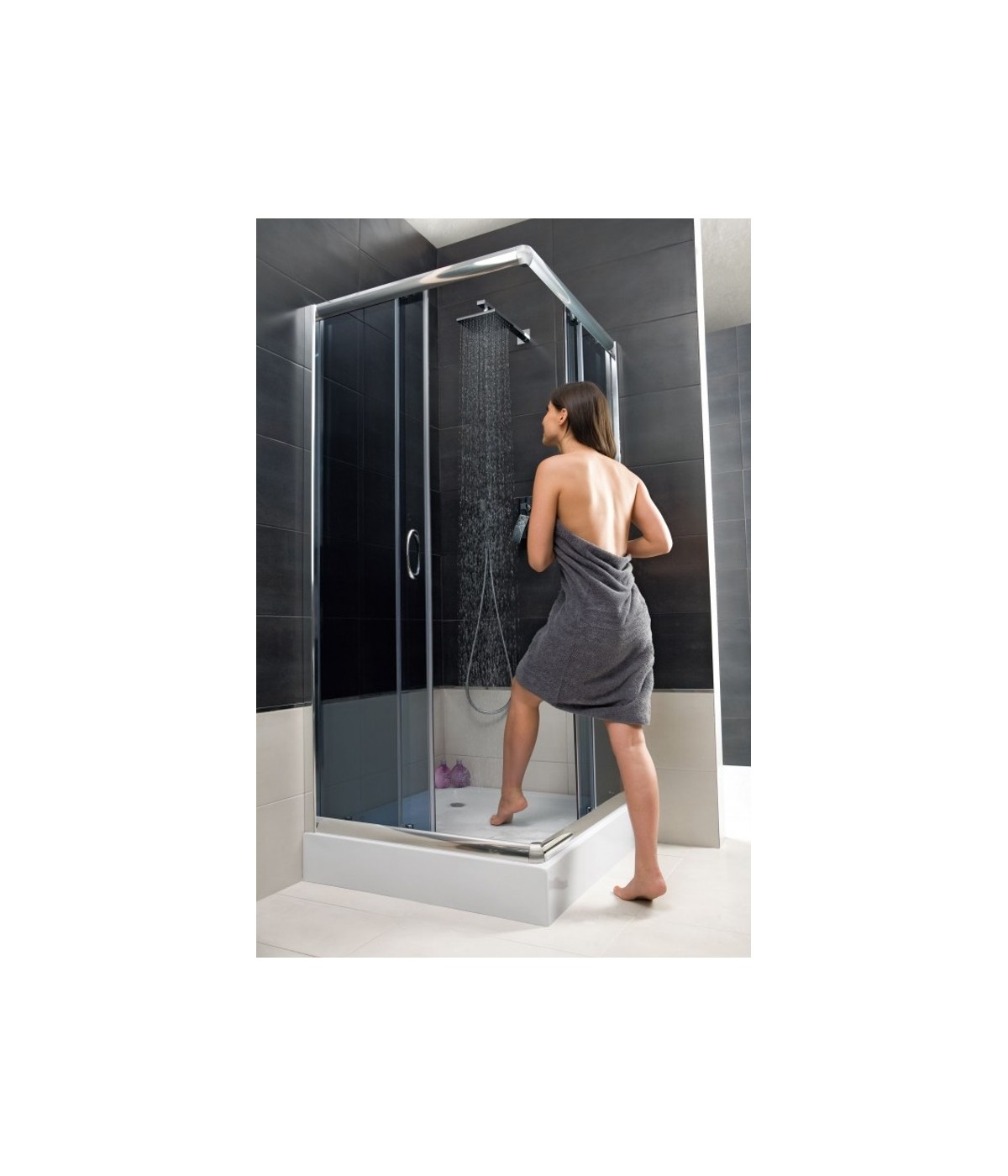 Duschkabine Duschwanne Gefrorenes Glas 80x80 185cm Quadratisch