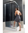 Duschkabine Duschwanne Grafit Glas 90x90 185cm Quadratisch