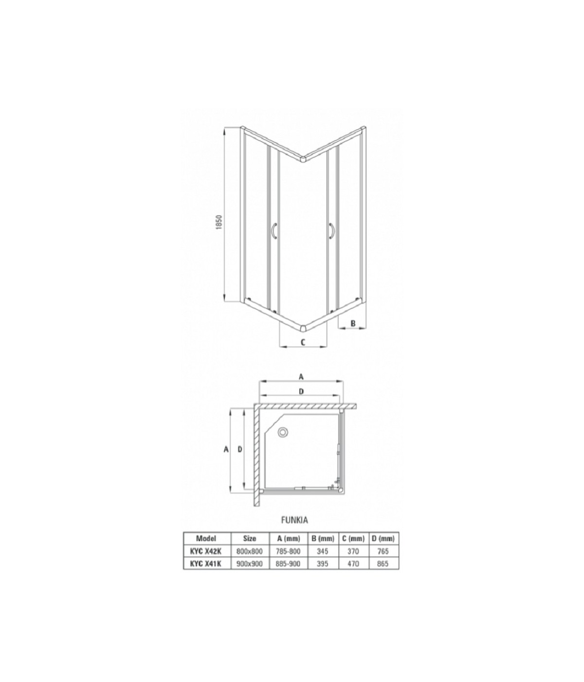 Duschkabine Duschwanne Transparentes Glas 80x80 185cm Quadratisch