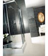SET: Duschwanne GEOSA + Duschkabine Transparentes Glas 80x80x190 PUNTO Schwarz Quadratisch