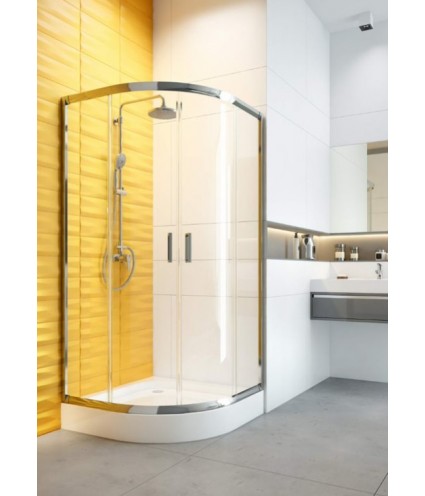Duschkabine Duschwanne Transparentes Glas 80x80 185cm Halbrund
