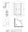 Duschkabine Duschwanne Transparentes Glas 90x90 185cm Halbrund