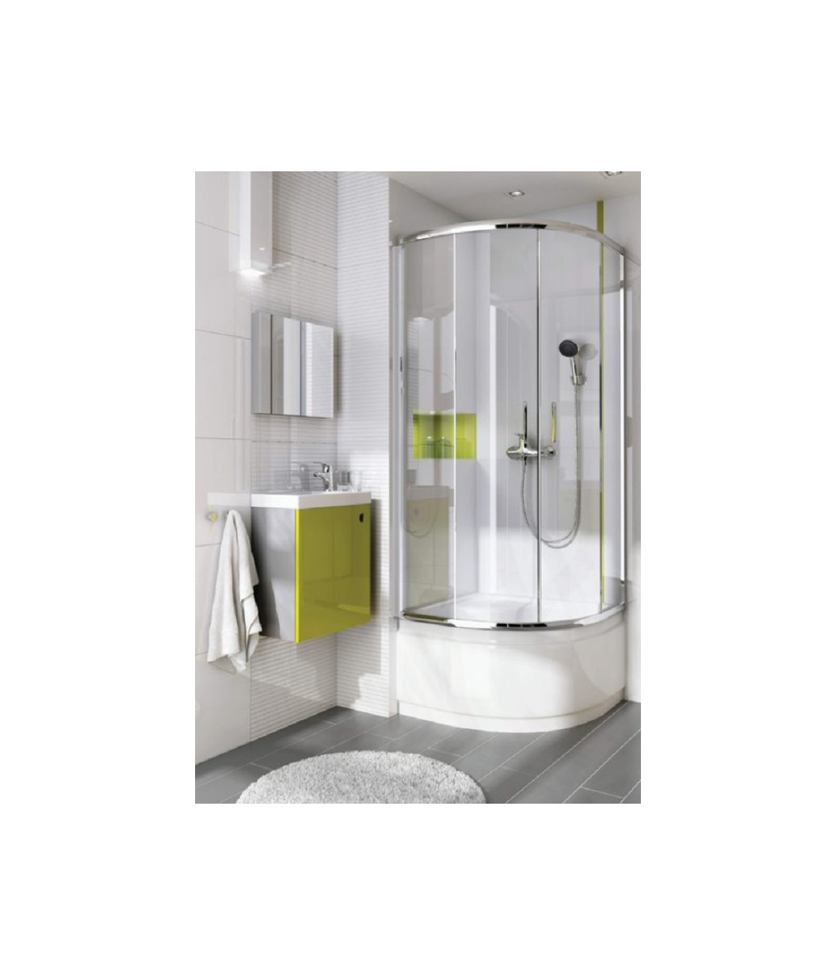 Duschkabine Duschwanne Transparentes Glas 90x90 185cm Halbrund