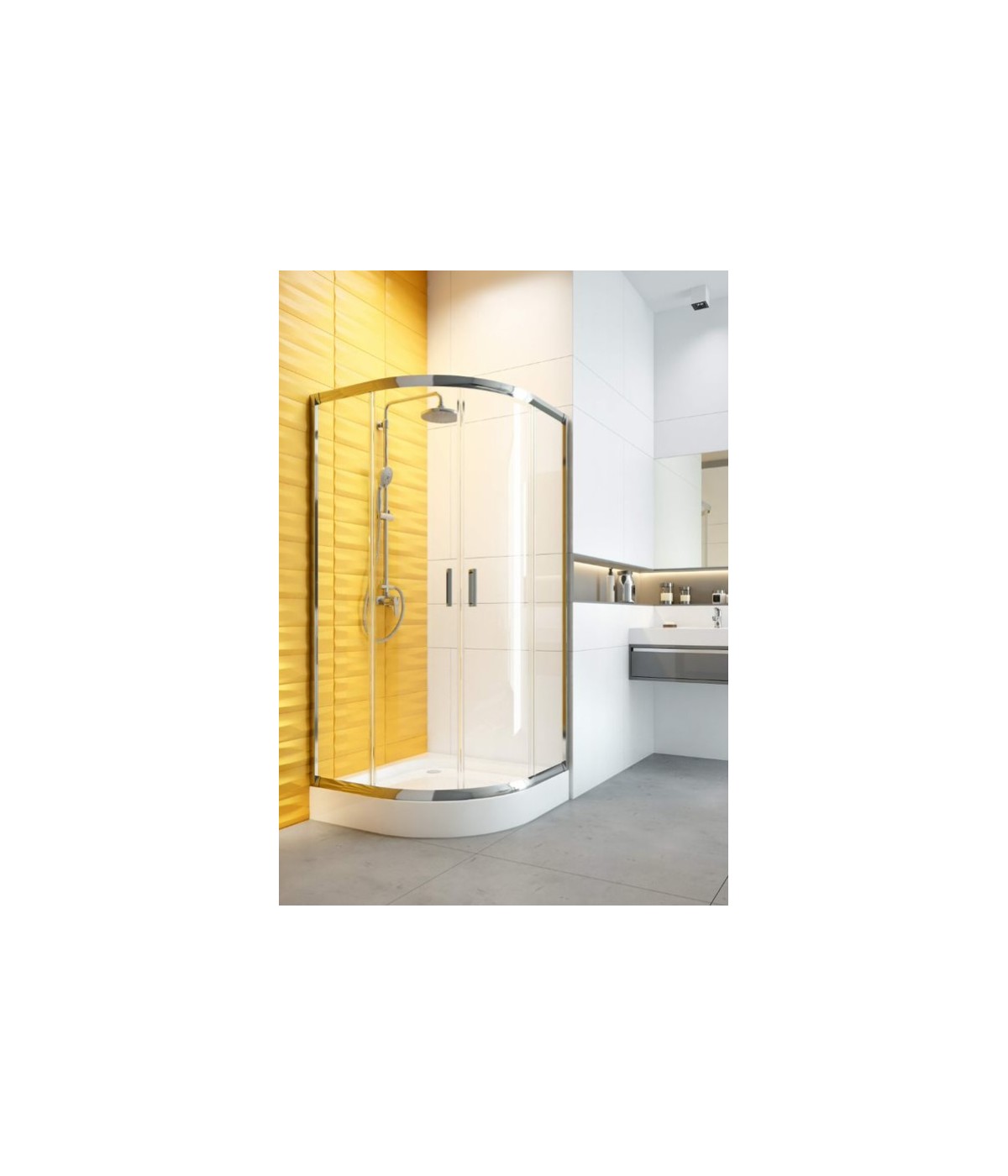 Duschkabine Duschwanne Transparentes Glas 90x90 185cm Halbrund