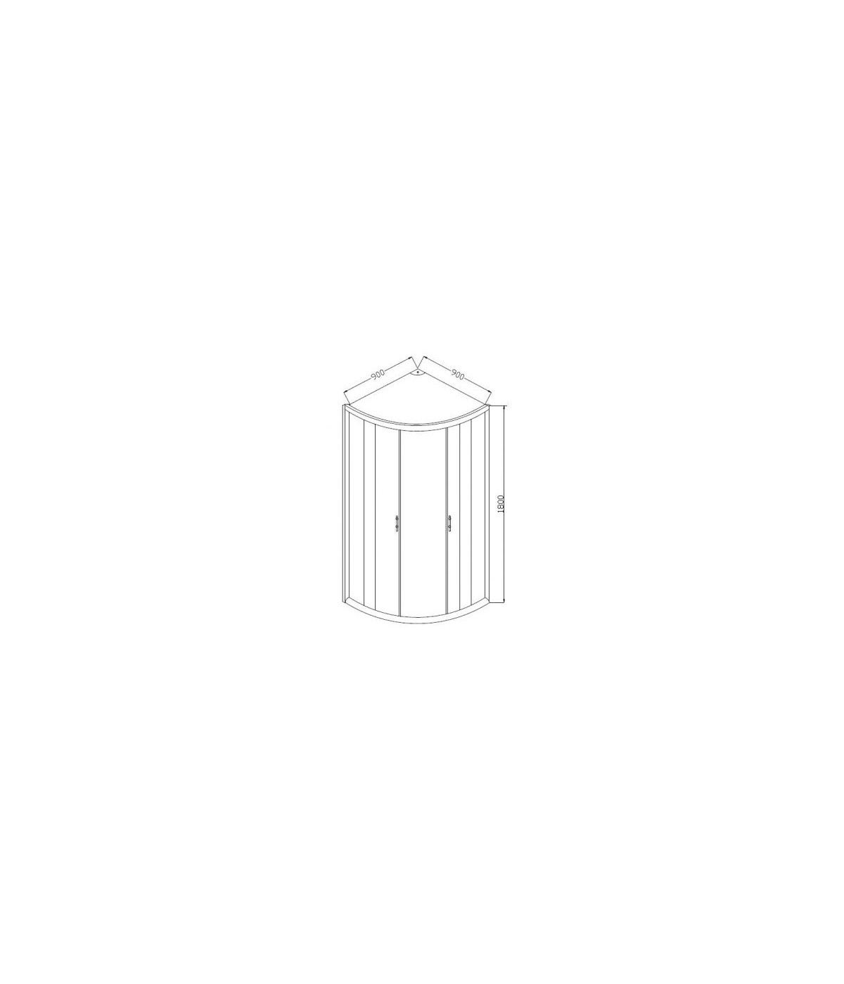 Duschkabine MARBELLA Gefrorenes Glas 90x90 180cm Halbrund