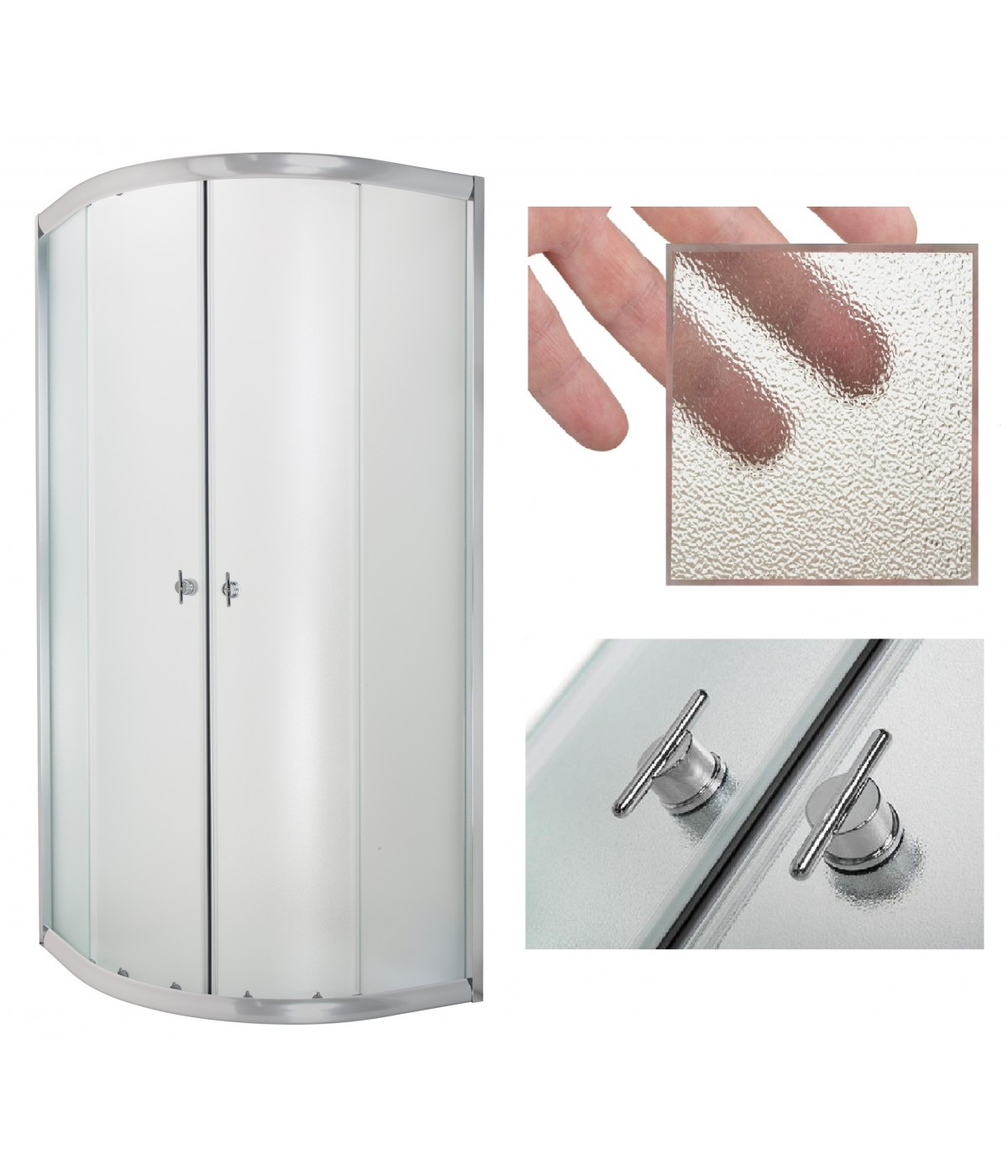 Duschkabine MARBELLA Gefrorenes Glas 80x80 180cm Halbrund