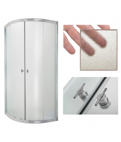 Duschkabine MARBELLA Gefrorenes Glas 90x90 180cm Halbrund