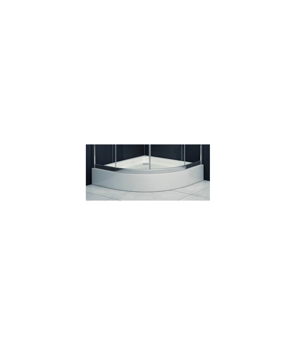 Duschwanne und Duschkabine MARBELLA Gefrorenes Glas 80x80 180cm Halbrund mit Ablaufgarnitur