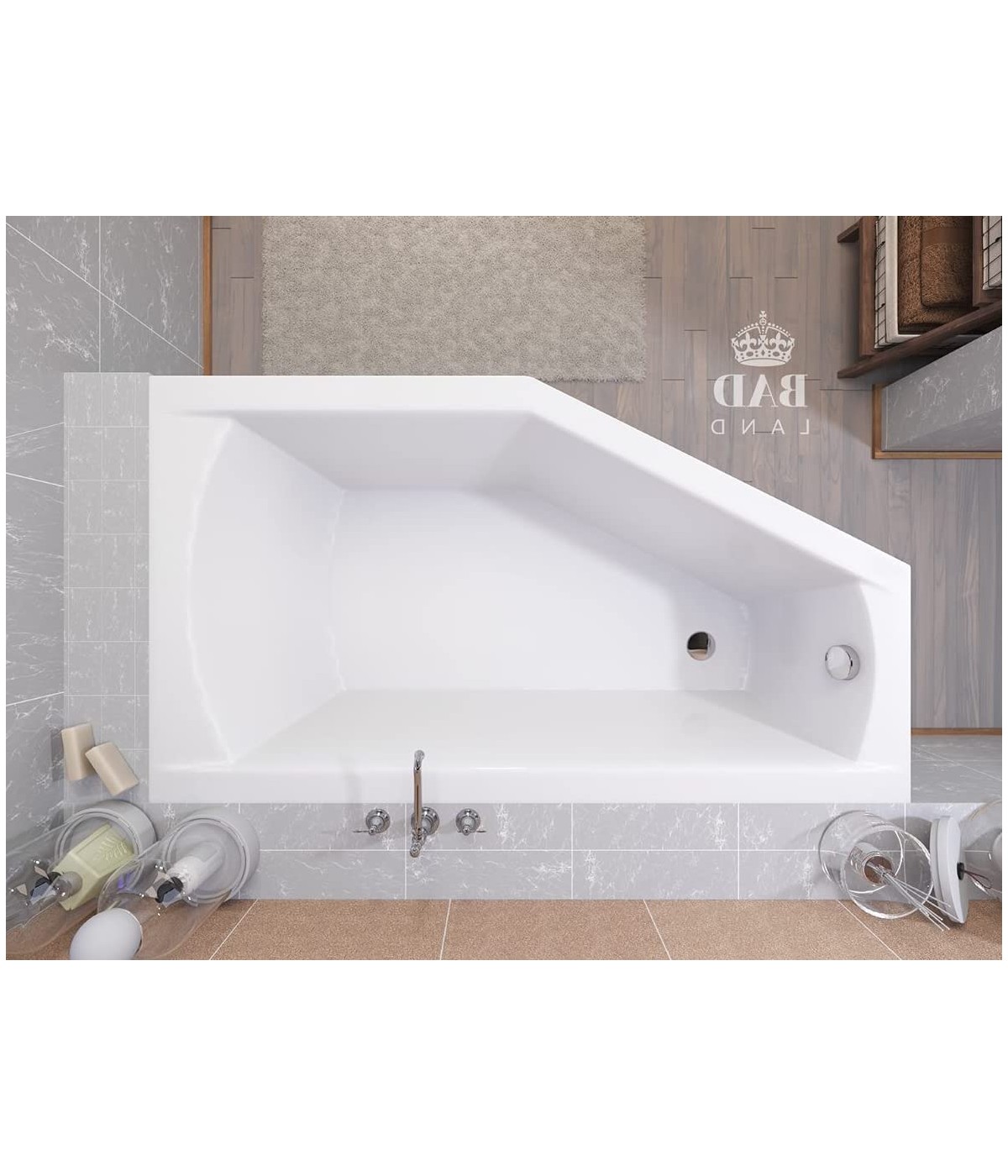 ECKBADEWANNE 160x90 RECHTS SELENA Ablaufgarnitur + Füße GRATIS !