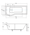 BADEWANNE ECKWANNE 150x70 LINKS INSPIRO GLASABTRENNUNG Ablaufgarnitur + Füße GRATIS !