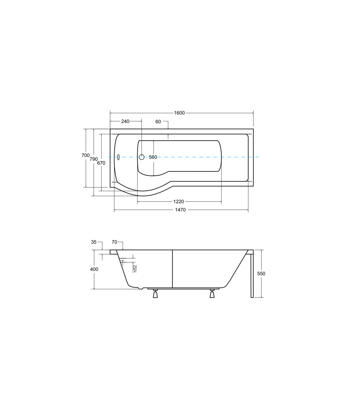 BADEWANNE ECKWANNE 160x70 LINKS INSPIRO GLASABTRENNUNG Ablaufgarnitur + Füße GRATIS !