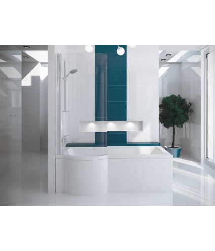 BADEWANNE ECKWANNE 160x70 LINKS INSPIRO GLASABTRENNUNG Ablaufgarnitur + Füße GRATIS !