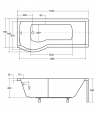 BADEWANNE ECKWANNE 170x70 LINKS INSPIRO GLASABTRENNUNG Ablaufgarnitur + Füße GRATIS !