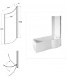 BADEWANNE ECKWANNE 160x70 RECHTS INSPIRO GLASABTRENNUNG Ablaufgarnitur + Füße GRATIS !