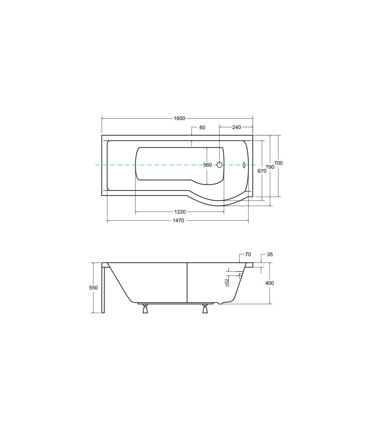 BADEWANNE ECKWANNE 160x70 RECHTS INSPIRO GLASABTRENNUNG Ablaufgarnitur + Füße GRATIS !